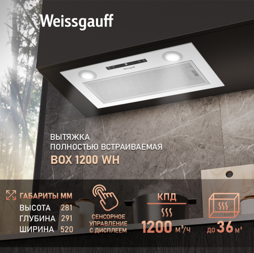 

Кухонная встраиваемая вытяжка Weissgauff BOX 1200 WH