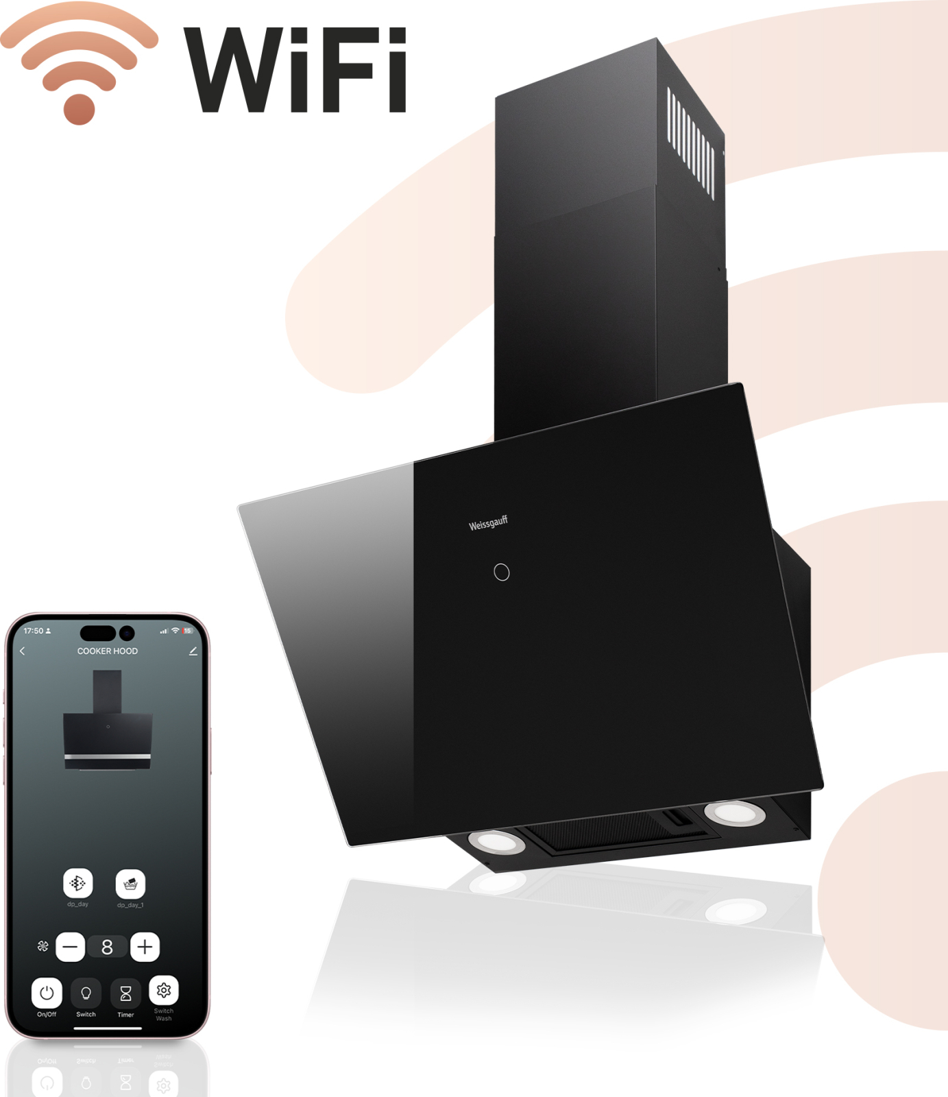 Купольная вытяжка c Wi-Fi и инвертором Weissgauff Alcor TC BL Inverter  Wi-Fi купить с доставкой в интернет-магазине Weissgauff