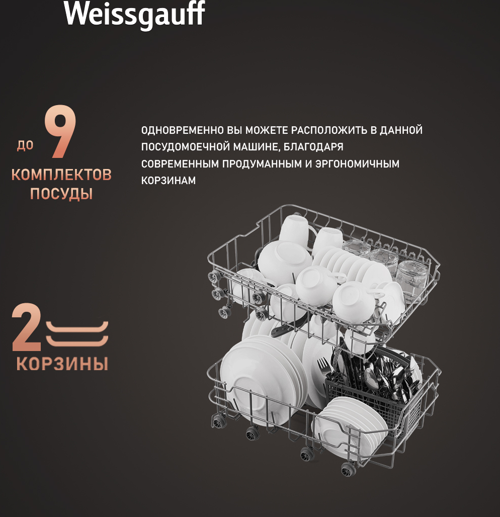 Посудомоечная машина Weissgauff DW 4515 inox (модификация 2024 года) купить  с доставкой в интернет-магазине Weissgauff