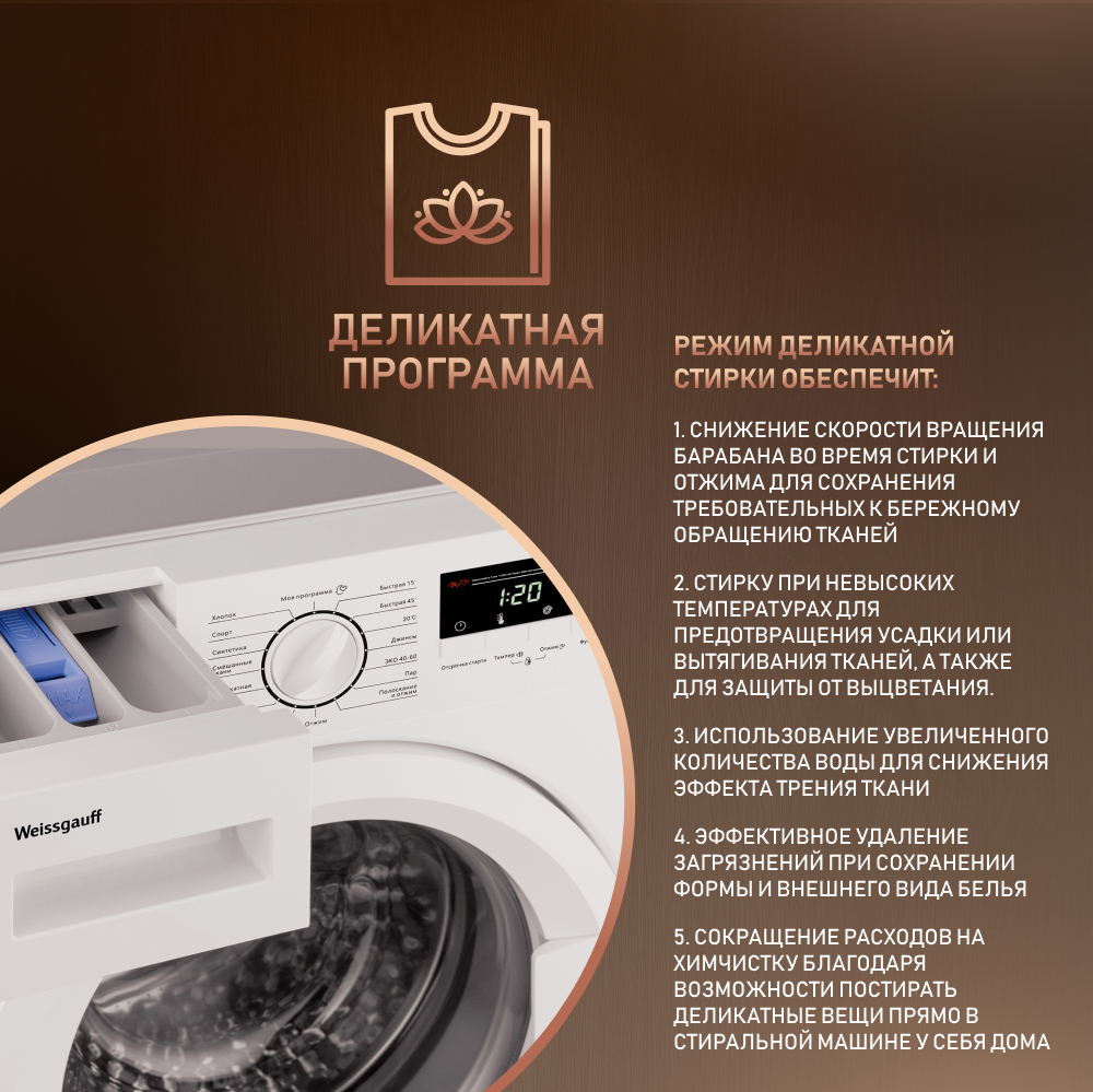 Встраиваемая стиральная машина с инвертором и паром Weissgauff WMI 6147  Inverter Steam купить с доставкой в интернет-магазине Weissgauff