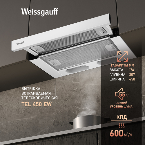 

Кухонная встраиваемая вытяжка Weissgauff TEL 450 EW