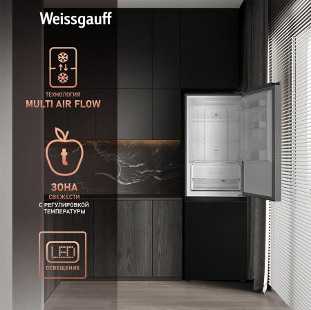     Weissgauff WRK 185 Total NoFrost Inverter Black Glass