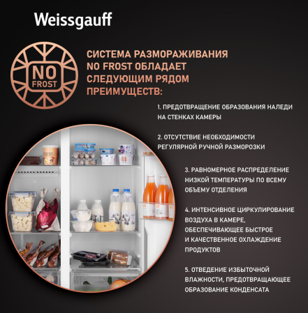     Weissgauff WSBS 600 NoFrost Inverter Blue Glass