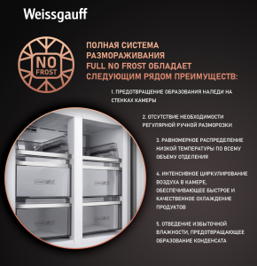     Weissgauff WCD 590 Nofrost Inverter Premium EcoFresh Rock Glass