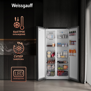     Weissgauff WSBS 600 NoFrost Inverter Dark Grey Glass