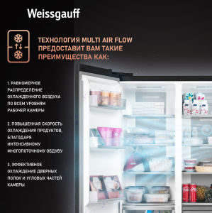     Weissgauff WSBS 1036 Inverter NoFrost Premium Dark Inox