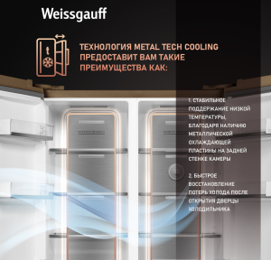     Weissgauff WSBS 1036 Inverter NoFrost Premium hampagne Glass