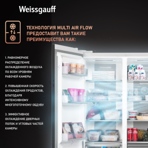     Weissgauff WSBS 1036 Inverter NoFrost Premium White Glass