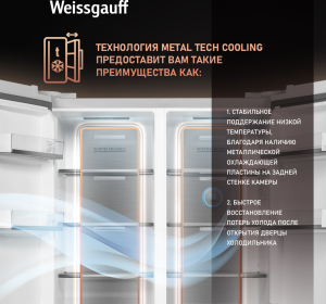     Weissgauff WSBS 1036 Inverter NoFrost Premium White Glass