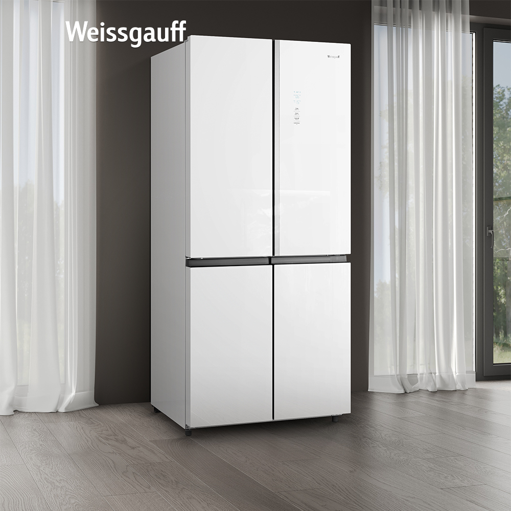 Отдельностоящий холодильник с инвертором Weissgauff WCD 590 Nofrost  Inverter Premium EcoFresh White Glass купить с доставкой в  интернет-магазине Weissgauff