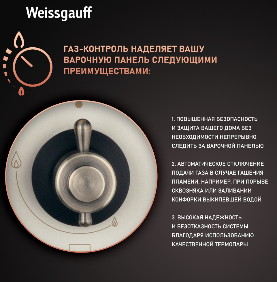 Варочная панель Weissgauff HGG 641 REB купить с доставкой в  интернет-магазине Weissgauff