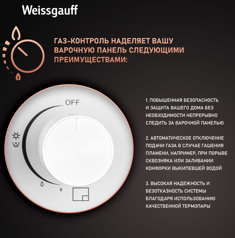 Варочная панель Weissgauff HGG 640 WGW купить с доставкой в  интернет-магазине Weissgauff