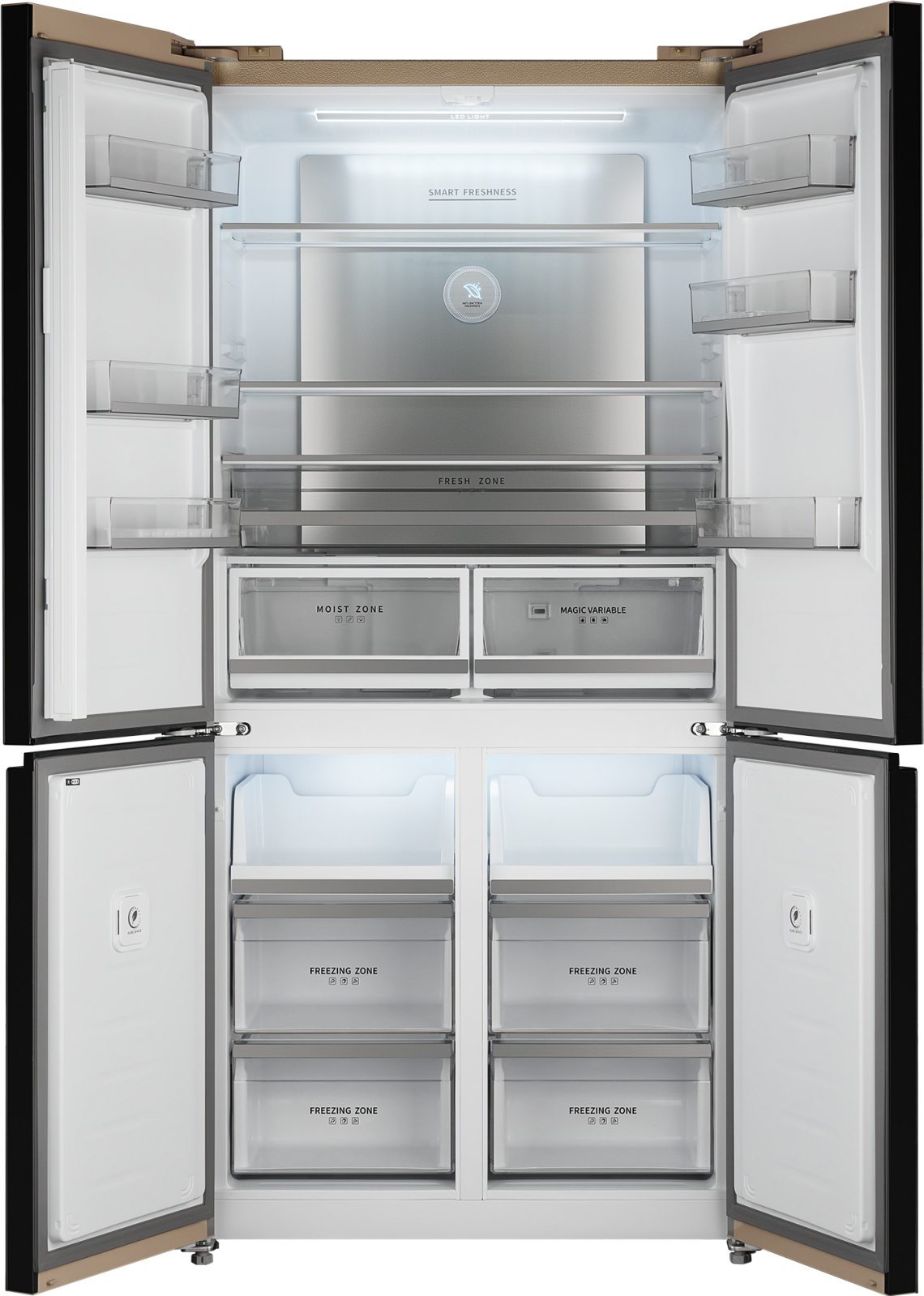 Отдельностоящий холодильник с инвертором Weissgauff WCD 510 Built-in  Inverter NoFrost Сhampagne Glass