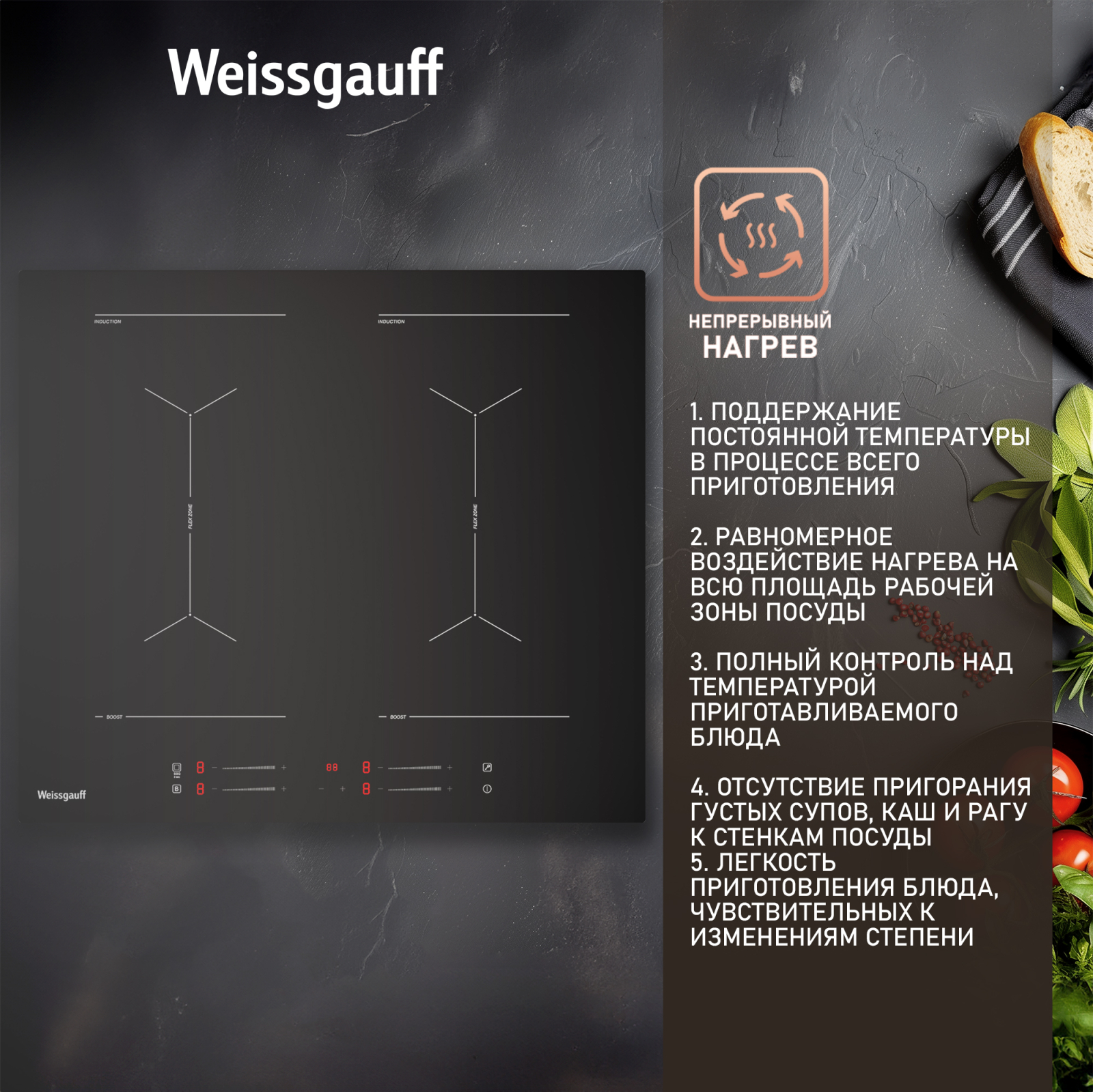 Индукционная варочная панель с инвертором Weissgauff HI 642 BYC купить с  доставкой в интернет-магазине Weissgauff