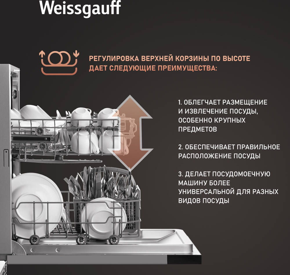 Встраиваемая посудомоечная машина Weissgauff BDW 4026 купить с доставкой в  интернет-магазине Weissgauff