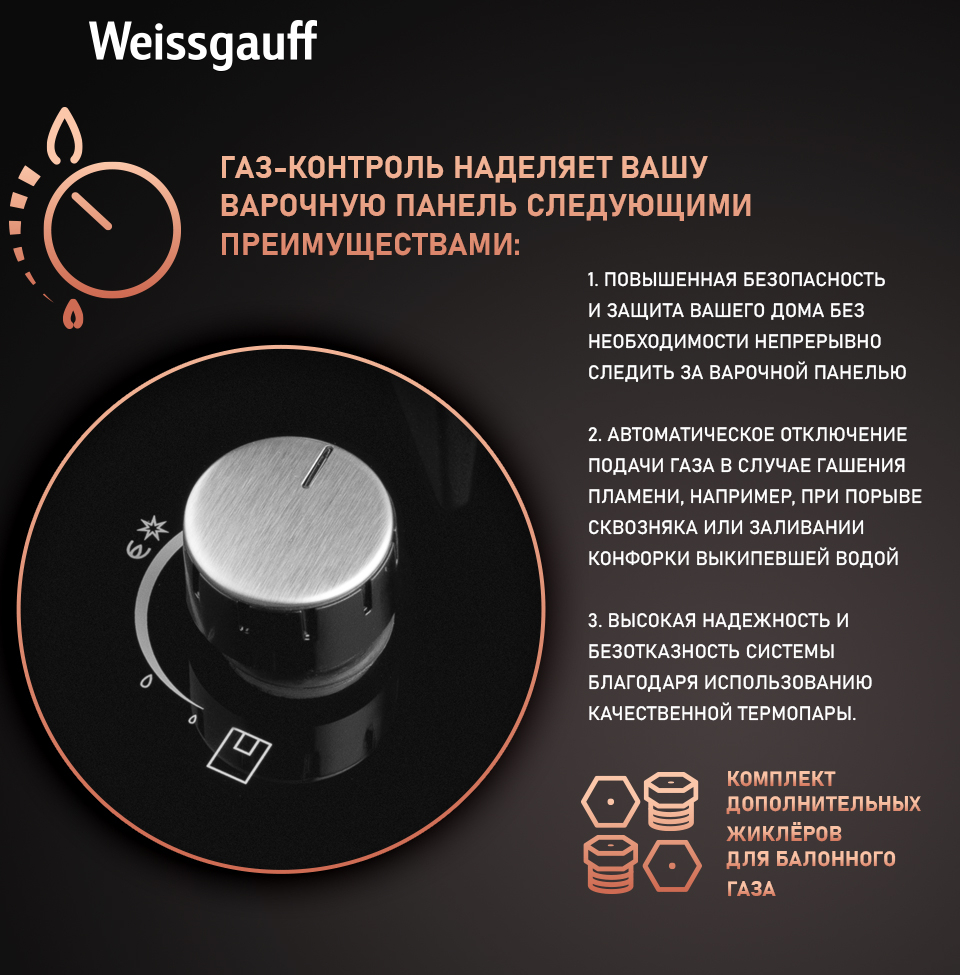 Варочная панель Weissgauff HGG 320 BGR купить с доставкой в  интернет-магазине Weissgauff