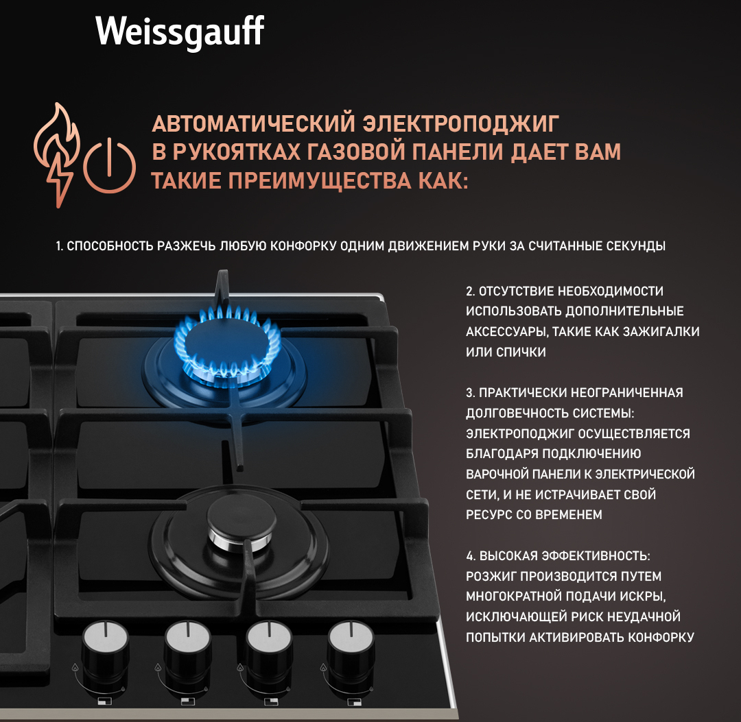 Варочная панель Weissgauff HGG 645 BGXBV купить с доставкой в  интернет-магазине Weissgauff