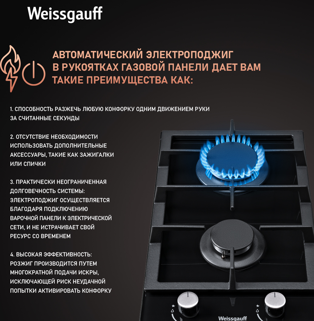 Варочная панель Weissgauff HGG 320 BGH купить с доставкой в  интернет-магазине Weissgauff