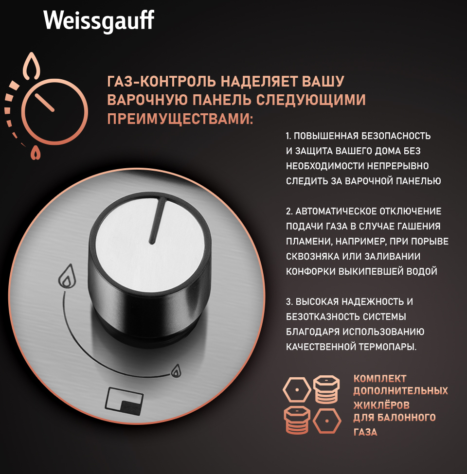 Варочная панель Weissgauff HGG 641 XV купить с доставкой в  интернет-магазине Weissgauff